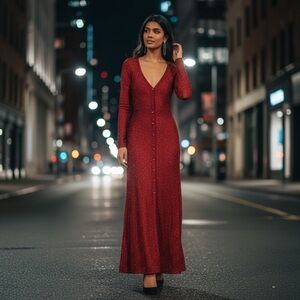 NWT Misa Rafael Cardigan Dress in Red Shimmer size XS